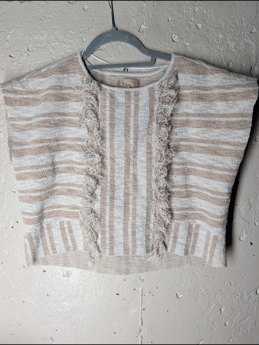 Lou & Grey For LOFT Coastal Cotton Blend Boxy Cropped Knit Top | Beige Stripe